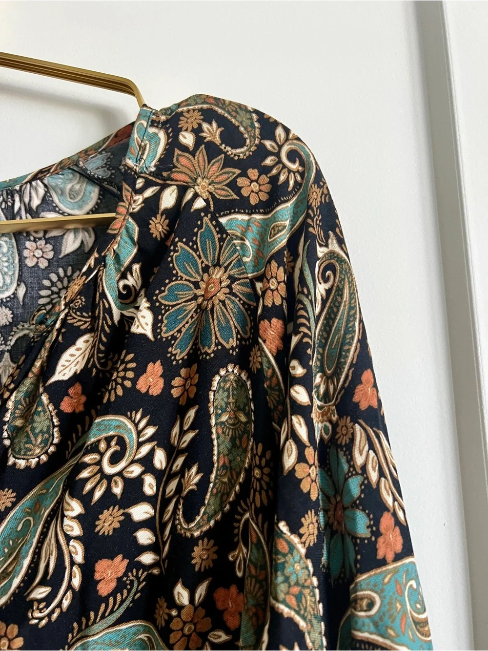 O’Neill Weslynn Boho Paisley Floral Maxi Dress Size Medium Teal Resort Dress - Picture 13 of 16